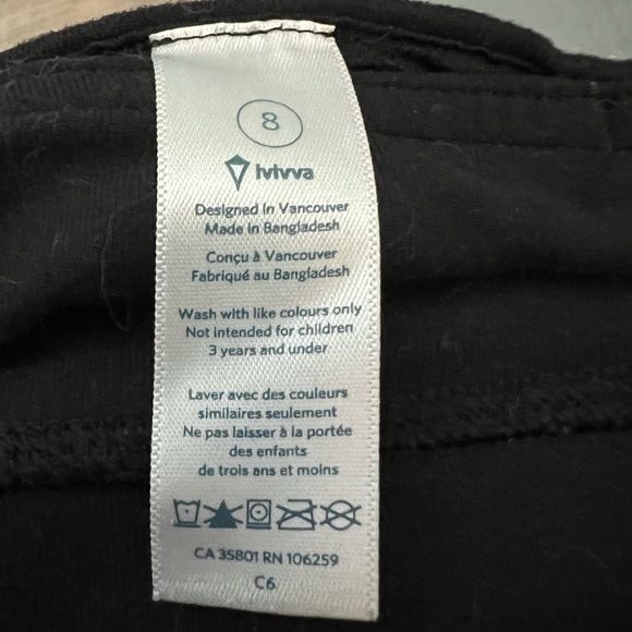 Ivivva Black Cropped Leggings Size 8 - Picture 4 of 4